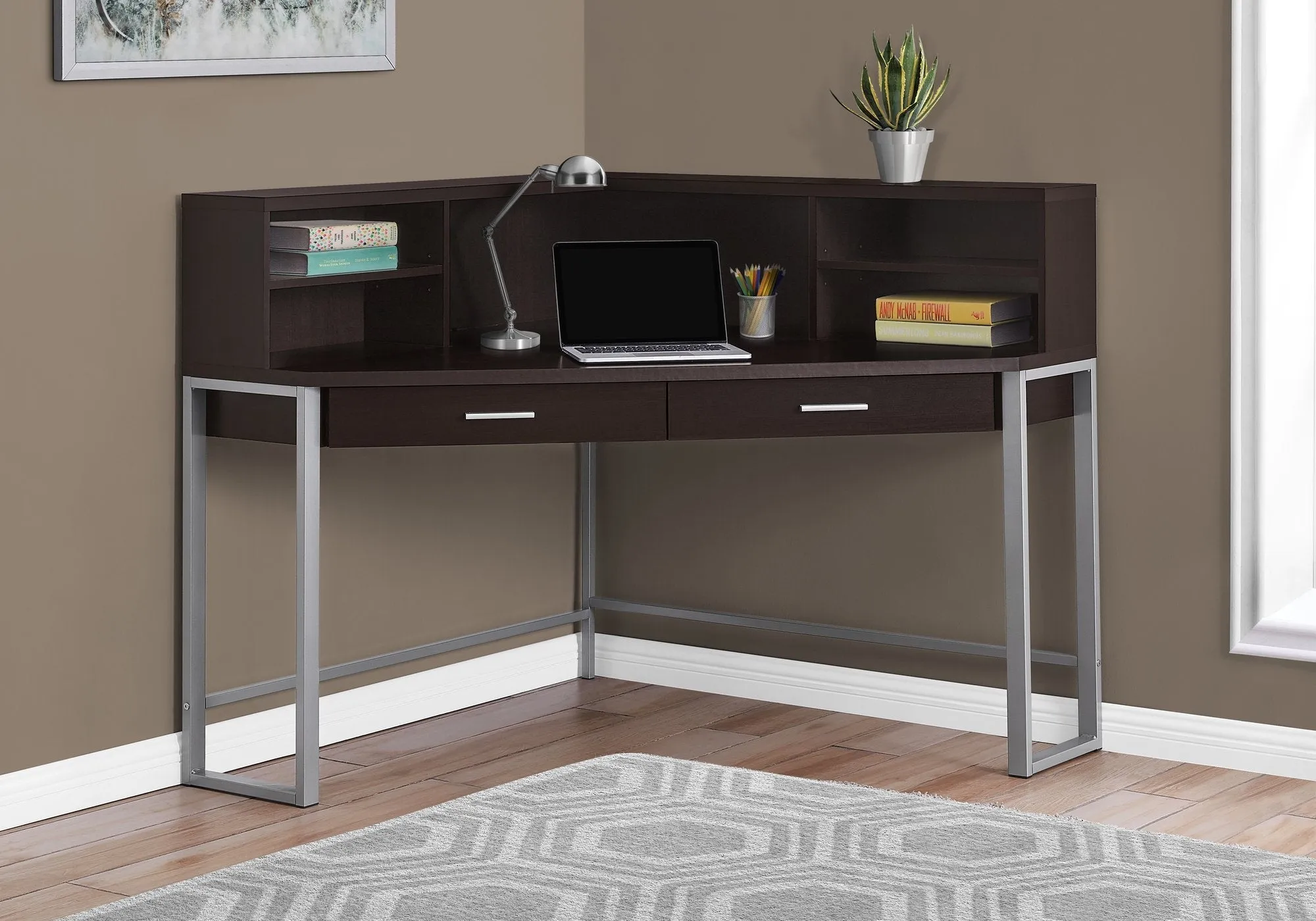 Computer Desk w/ Bookcase - Espresso Finish