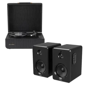Crosley Mercury Turntable - Black   Bundled Majority D40 Bluetooth Speakers - Black