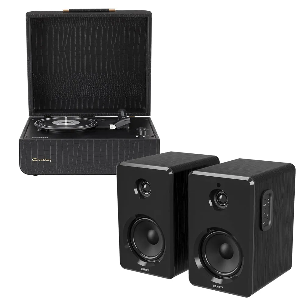 Crosley Mercury Turntable - Black   Bundled Majority D40 Bluetooth Speakers - Black
