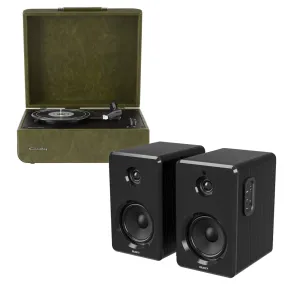 Crosley Mercury Turntable - Green   Bundled Majority D40 Bluetooth Speakers - Black