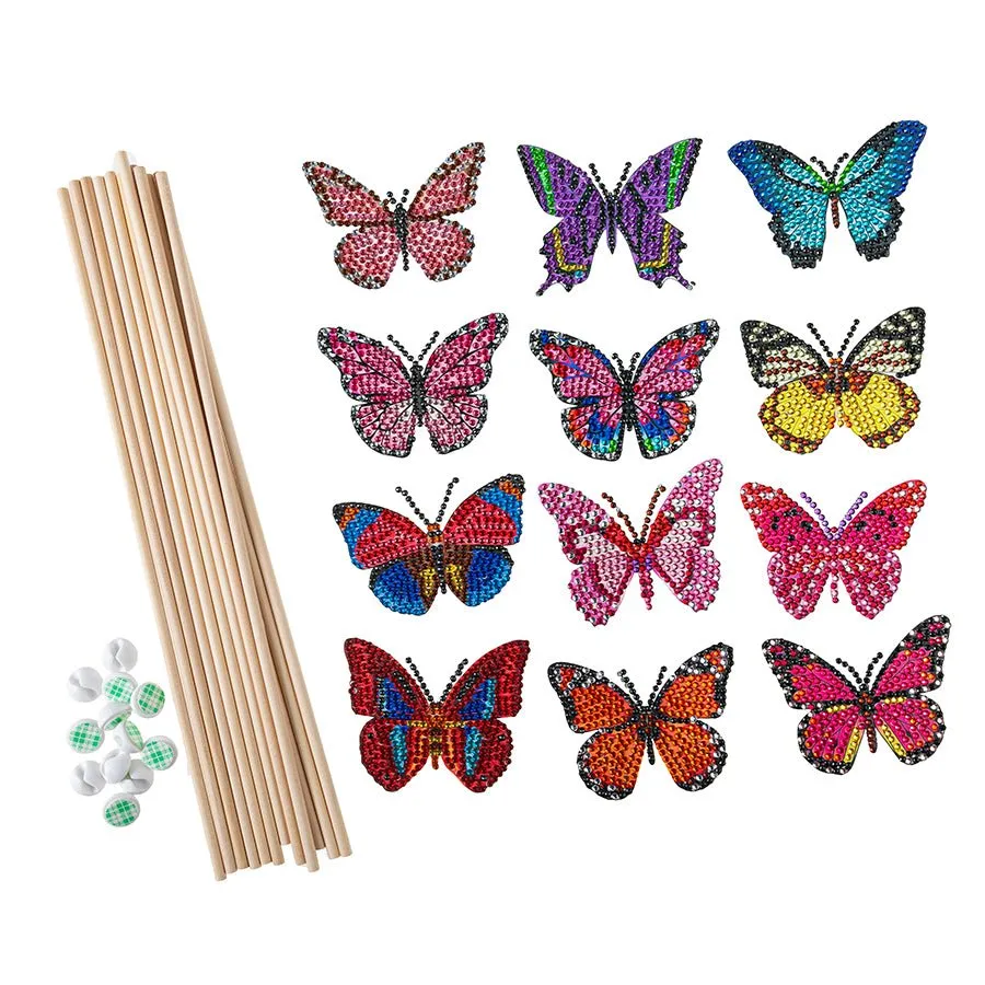 Crystal Art Butterfly Stick Set of 12