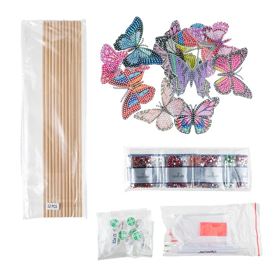Crystal Art Butterfly Stick Set of 12
