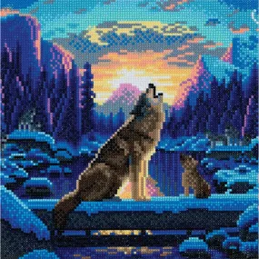Crystal Art Howling Wolves