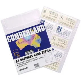 Cumberland Executive Business Card File Refills A4 Pack 10