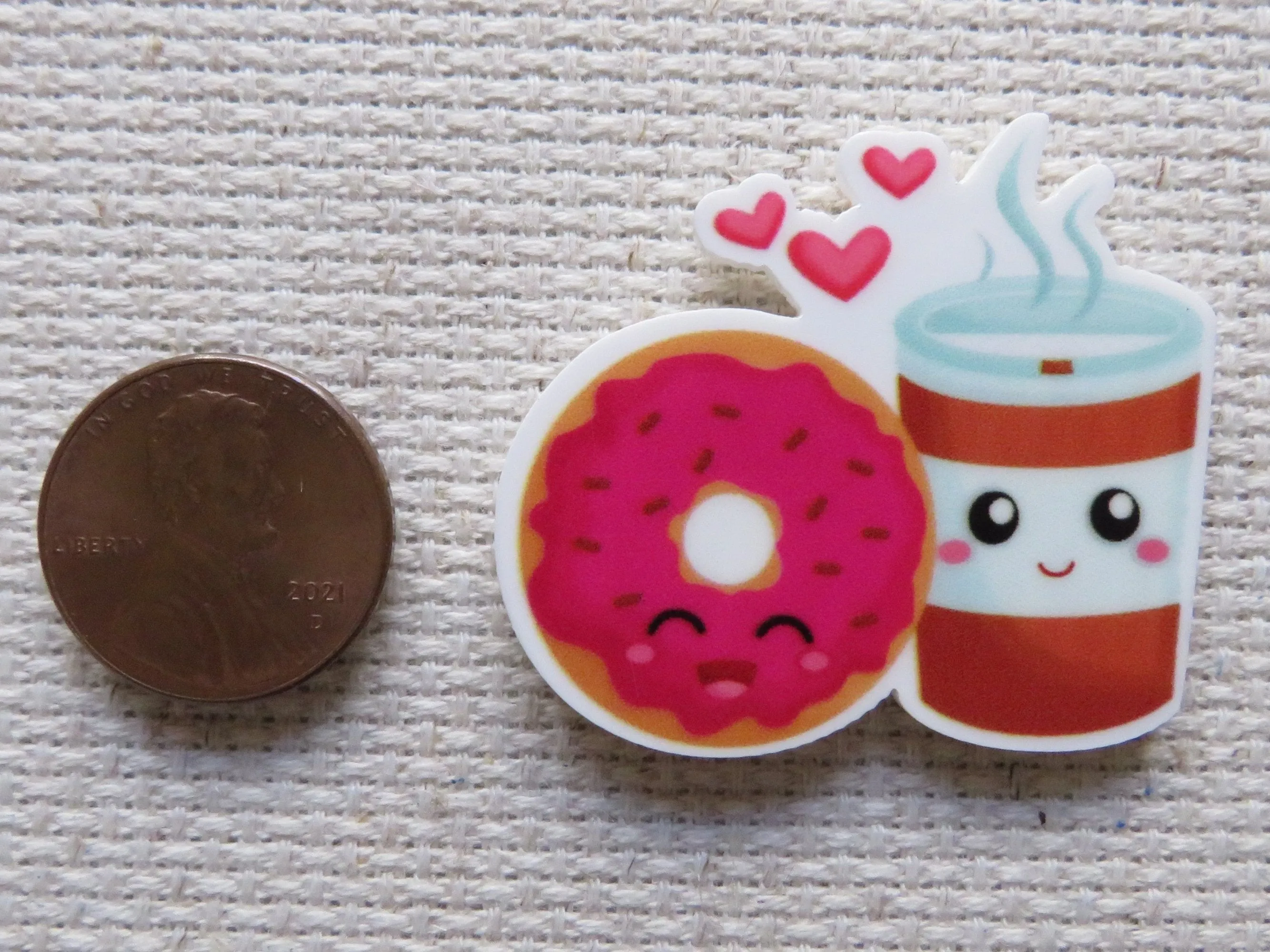 Donut and Coffee Needle Minder, Cover Minder, Magnet LAST ONE!
