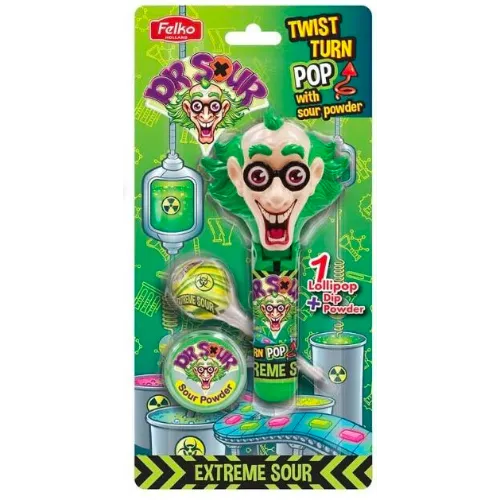Dr Sour Twist & Turn Candy Pop Blister 17g - 6 Count