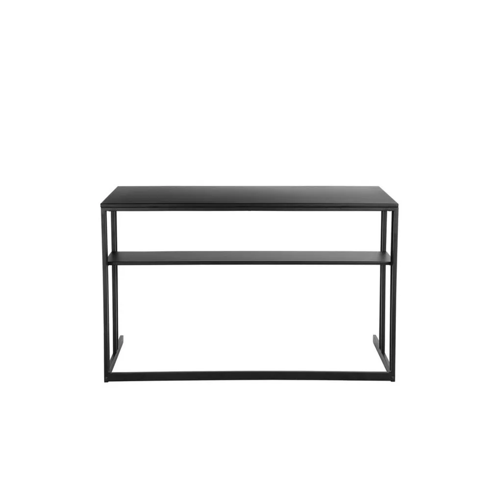 Femi 47 Inch Office Desk with Shelf, Open Steel Base, Modern Black Finish By Casagear Home
