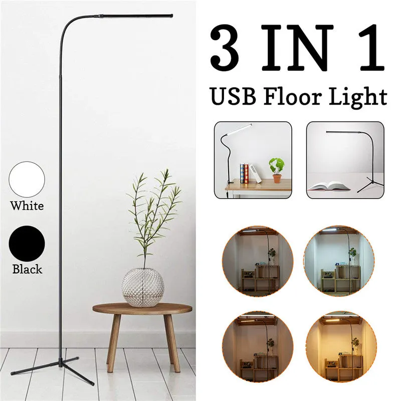 Floor Lamp 3IN1 Modern Stand Dimmer USB Desk Lamp Reading Light Fixture