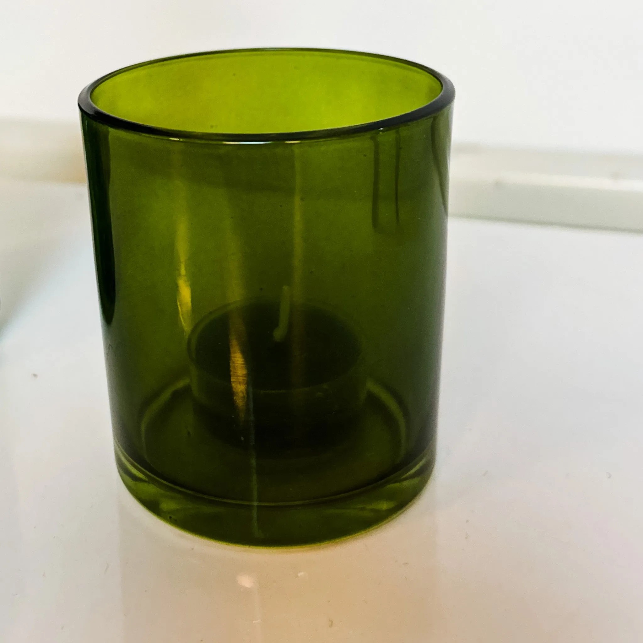 Forest Green Glass Tea Light Holder