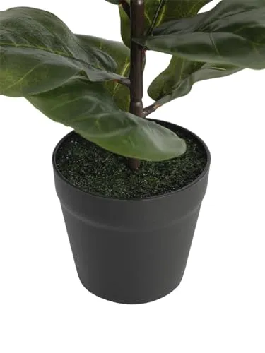 Fourwalls Artificial Fiddle Leaf Plant with Plastic Pot for Home Décor | Natural Look | (14.5 "/37 cm)