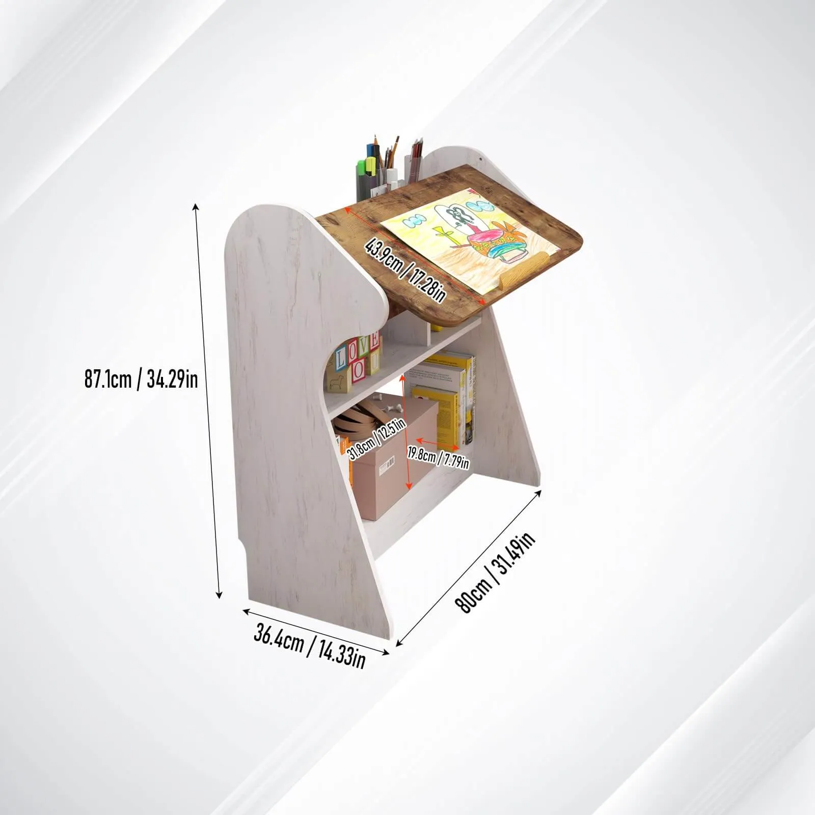Free Standing Adjustable Wood Desk with 4-level Angles