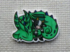 Green Cow Dragon Needle Minder, Cover Minder, Magnet