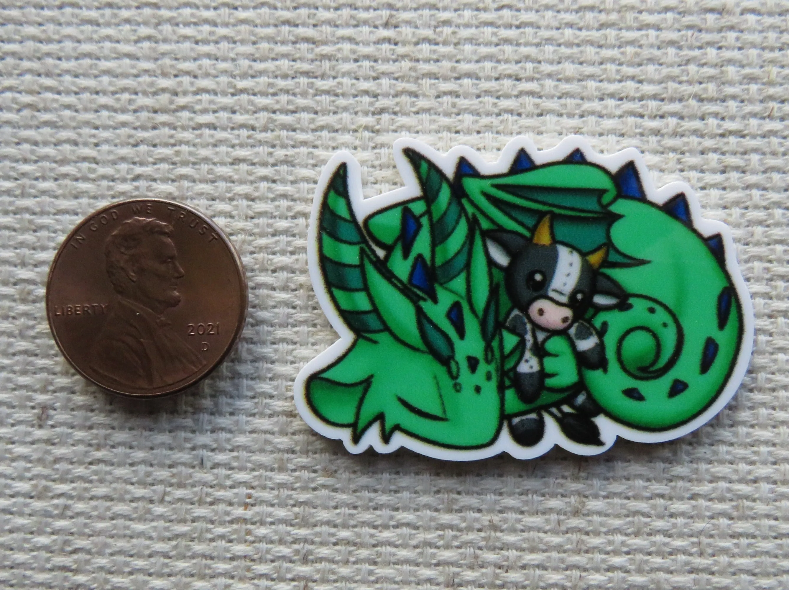 Green Cow Dragon Needle Minder, Cover Minder, Magnet