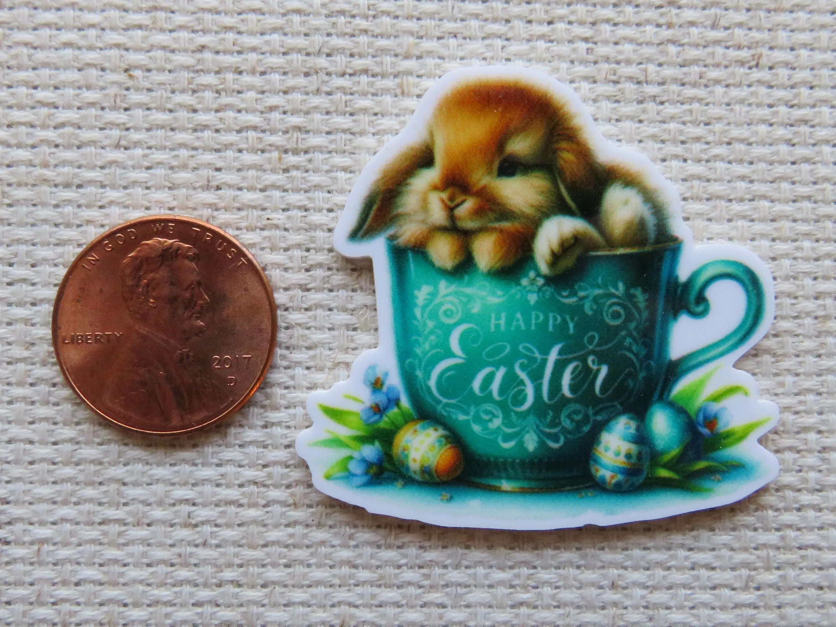Happy Easter Bunny Tea Needle Minder, Cover Minder, Magnet