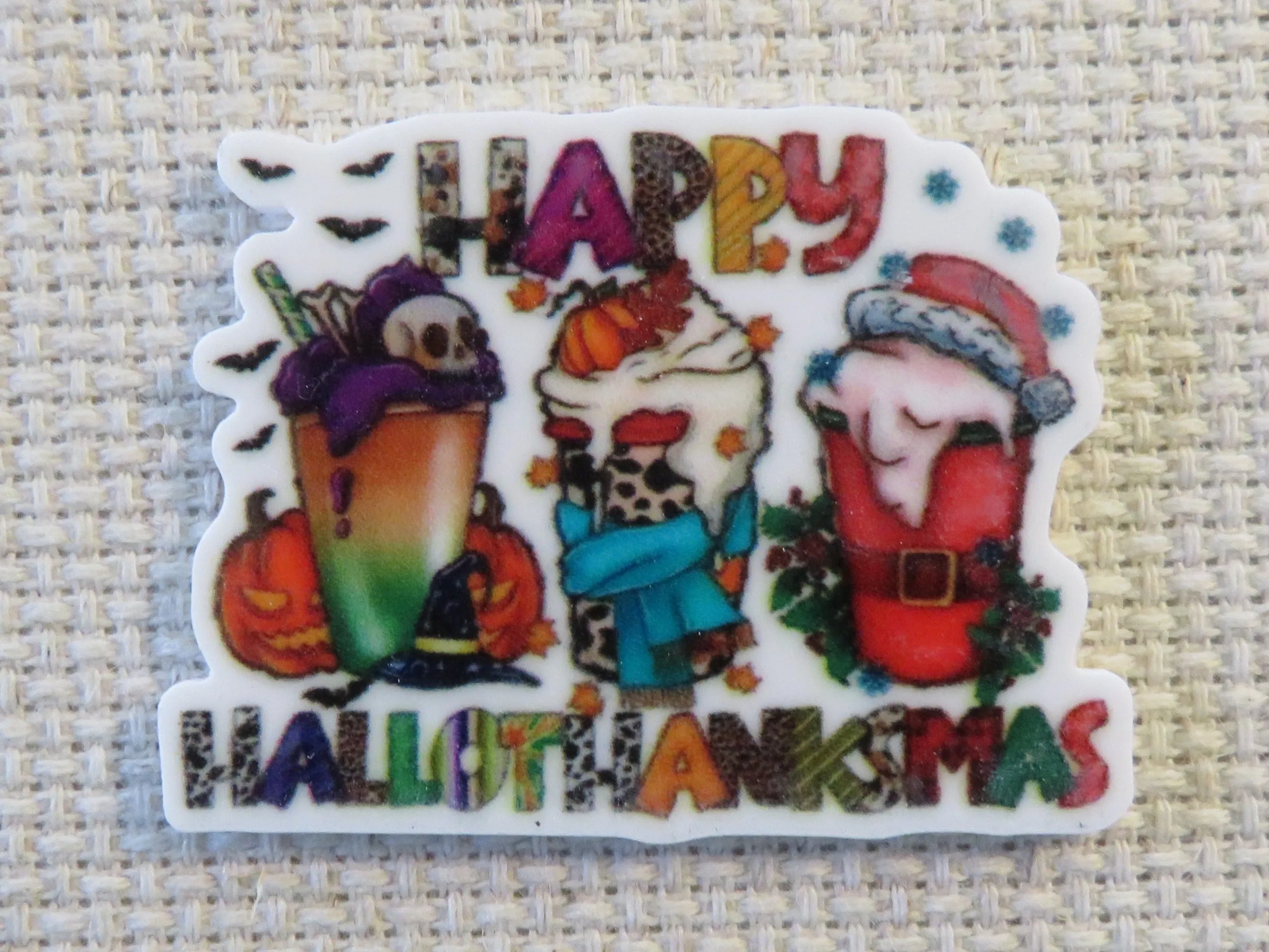 Happy Hallothanksmas Drinks Needle Minder, Cover Minder, Magnet