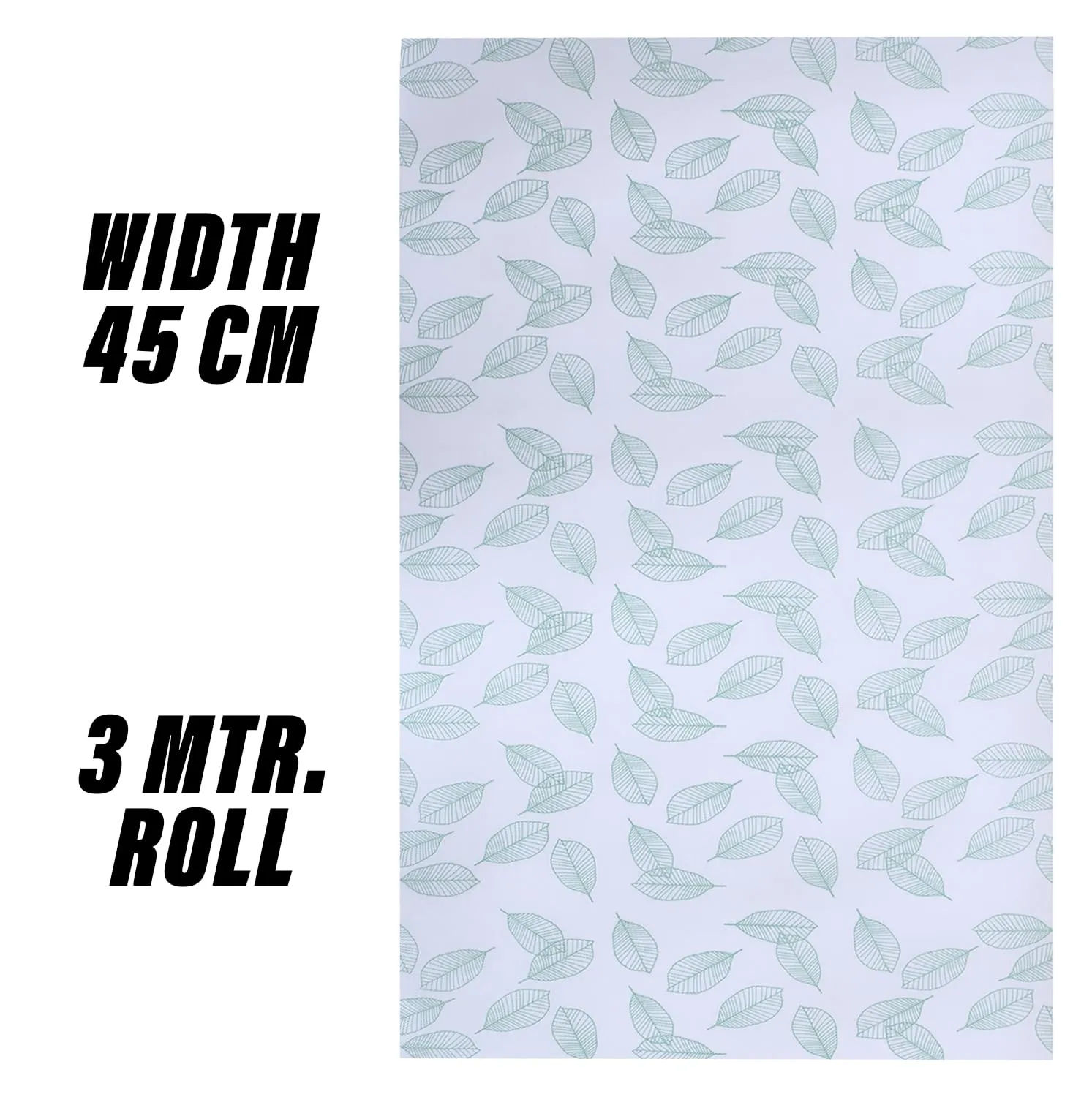 Heart Home Shelf Liner | EVA Kitchen Cabinet Shelf Mat | Anti-Slip Bathroom Mat | Fridge Mat | Table Mat | Green Leaf Print Wardrobe Mat | 3 Meter | Pack of 2 | White
