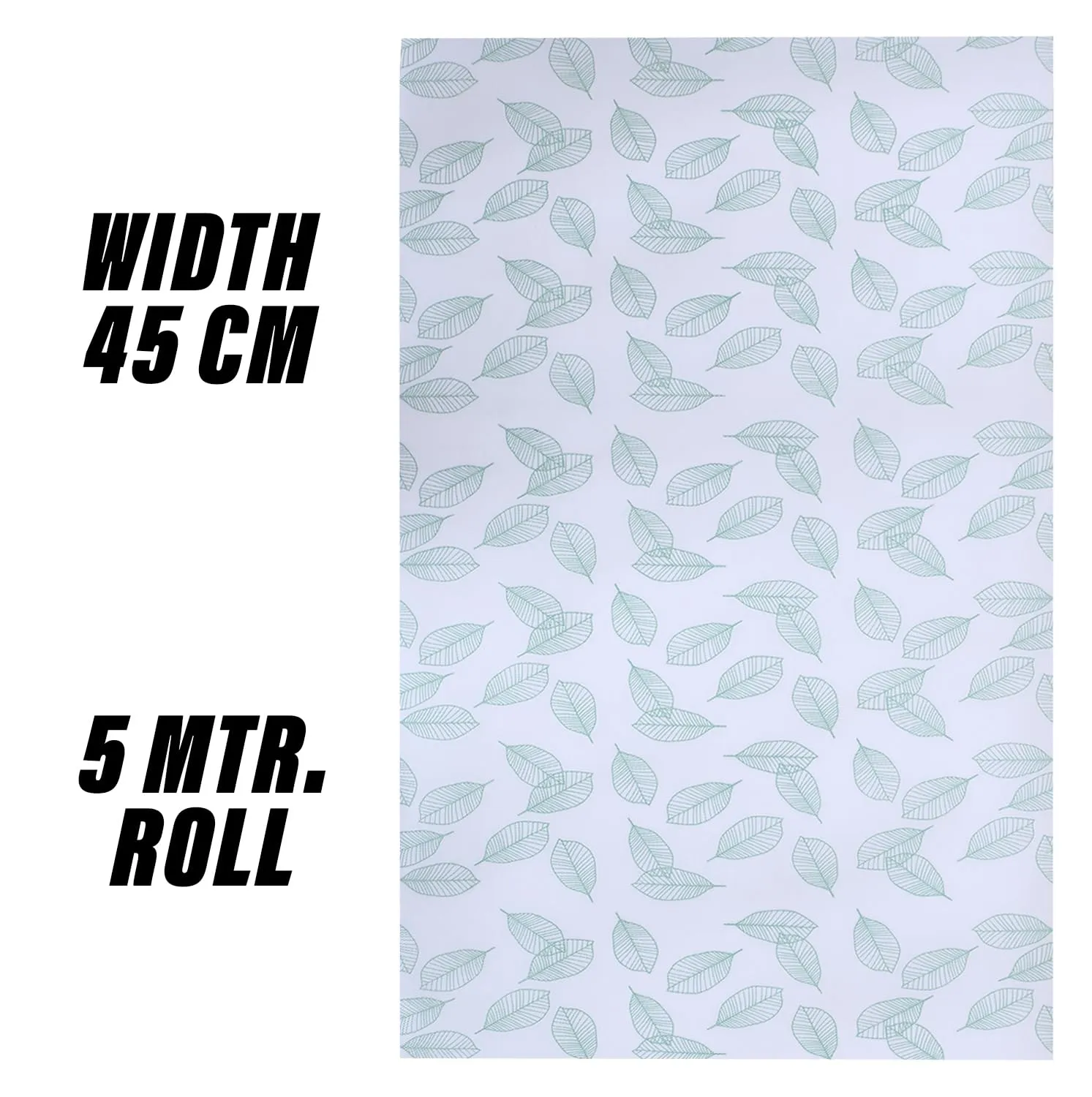 Heart Home Shelf Liner | EVA Kitchen Cabinet Shelf Mat | Anti-Slip Bathroom Mat | Fridge Mat | Table Mat | Green Leaf Print Wardrobe Mat | 5 Meter | White