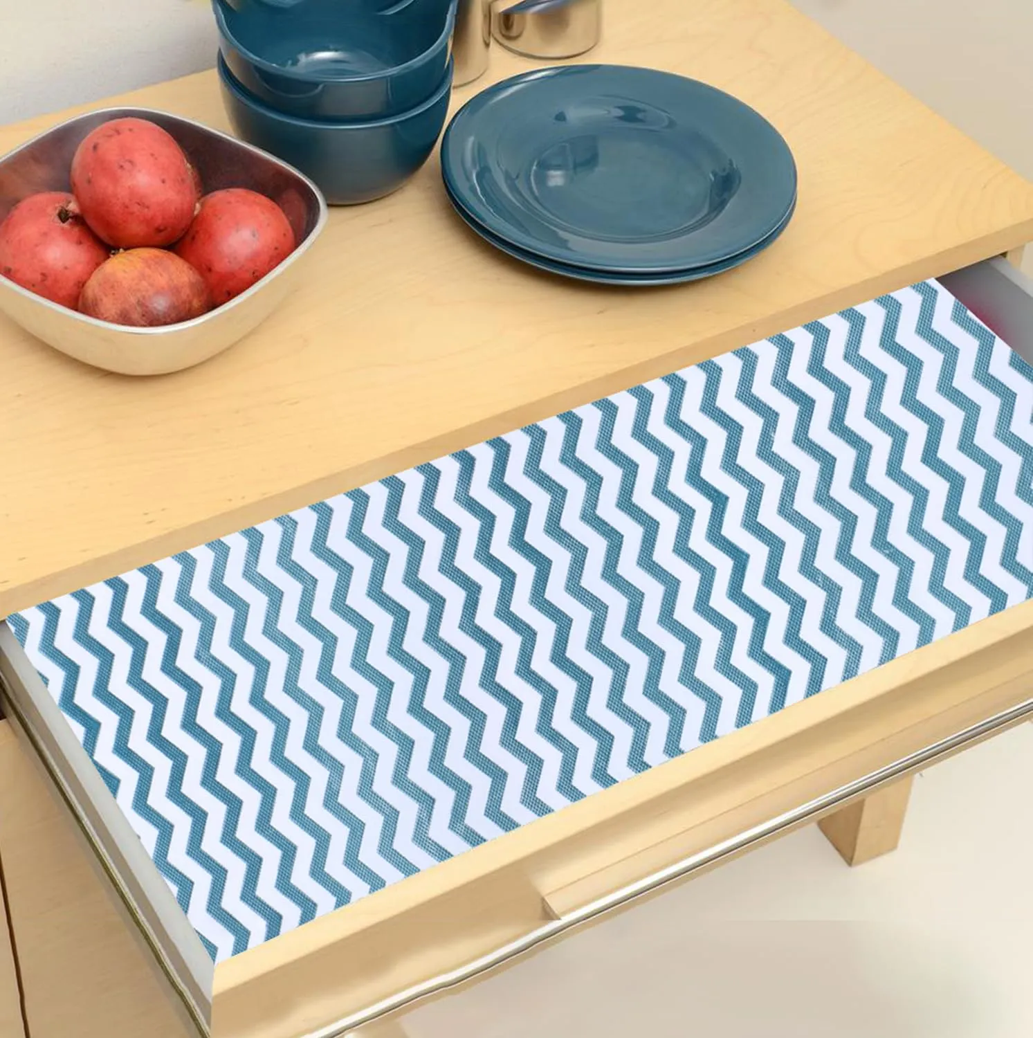 Heart Home Shelf Liner | EVA Kitchen Cabinet Shelf Mat | Anti-Slip Bathroom Mat | Fridge Mat | Table Mat | Zig Zag Design Wardrobe Mat | 1.5 Meter | Pack of 2 | Green