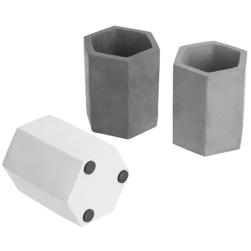 Hexagon Concrete Pencil Cup Set, Black, Gray & White