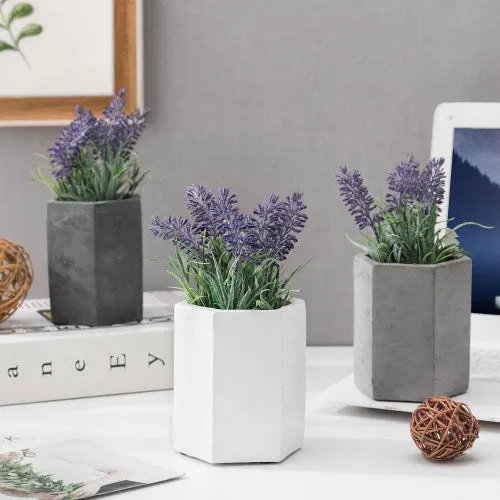 Hexagon Concrete Pencil Cup Set, Black, Gray & White