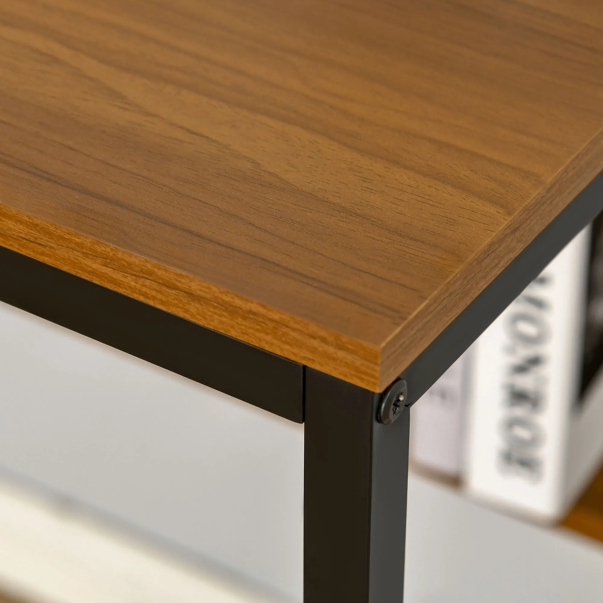 HOMCOM Industrial Computer Desk w/ Storage, Home Writing Table, Walnut Brown