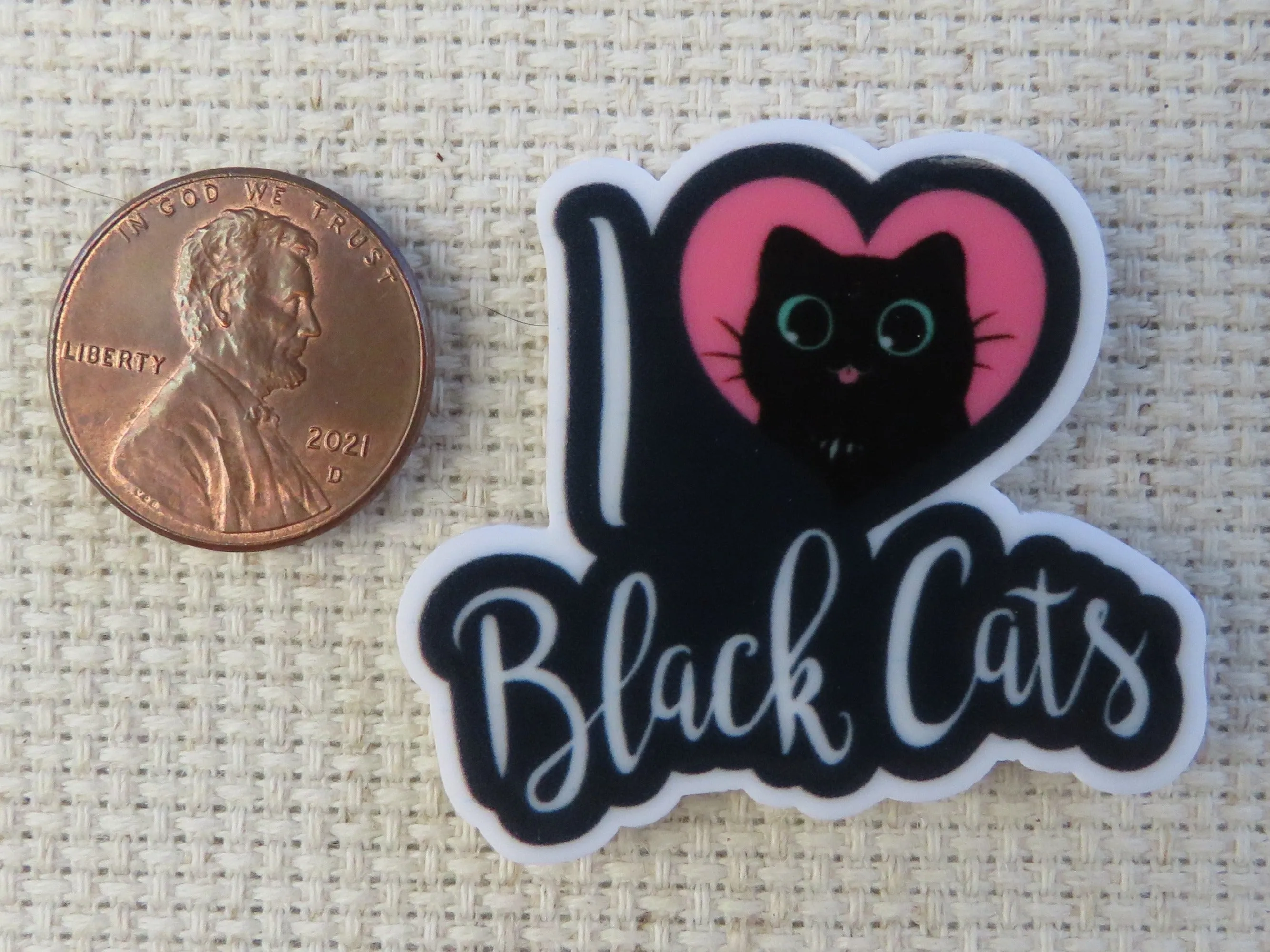 I Love Black Cats Needle Minder, Cover Minder, Magnet