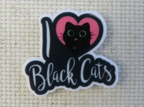 I Love Black Cats Needle Minder, Cover Minder, Magnet