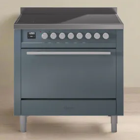 ILVE Professional Plus II 36" Electric Range with 6 Induction Elements Solid Door with Stainless Steel knobs - UPI366QMP