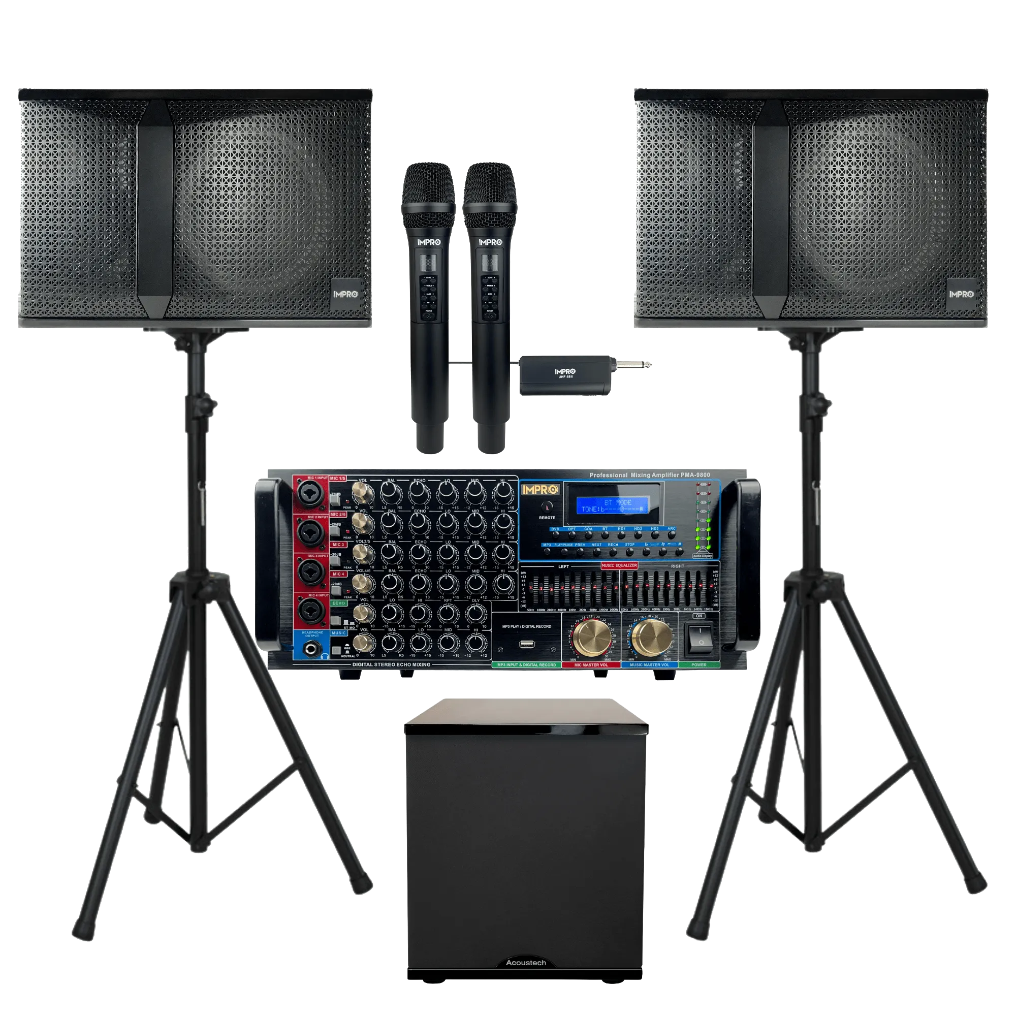 ImPro Epic Star Plus Package 3 with Mixing Amplifier, Speakers, Microphones, and Accessories (6 items)