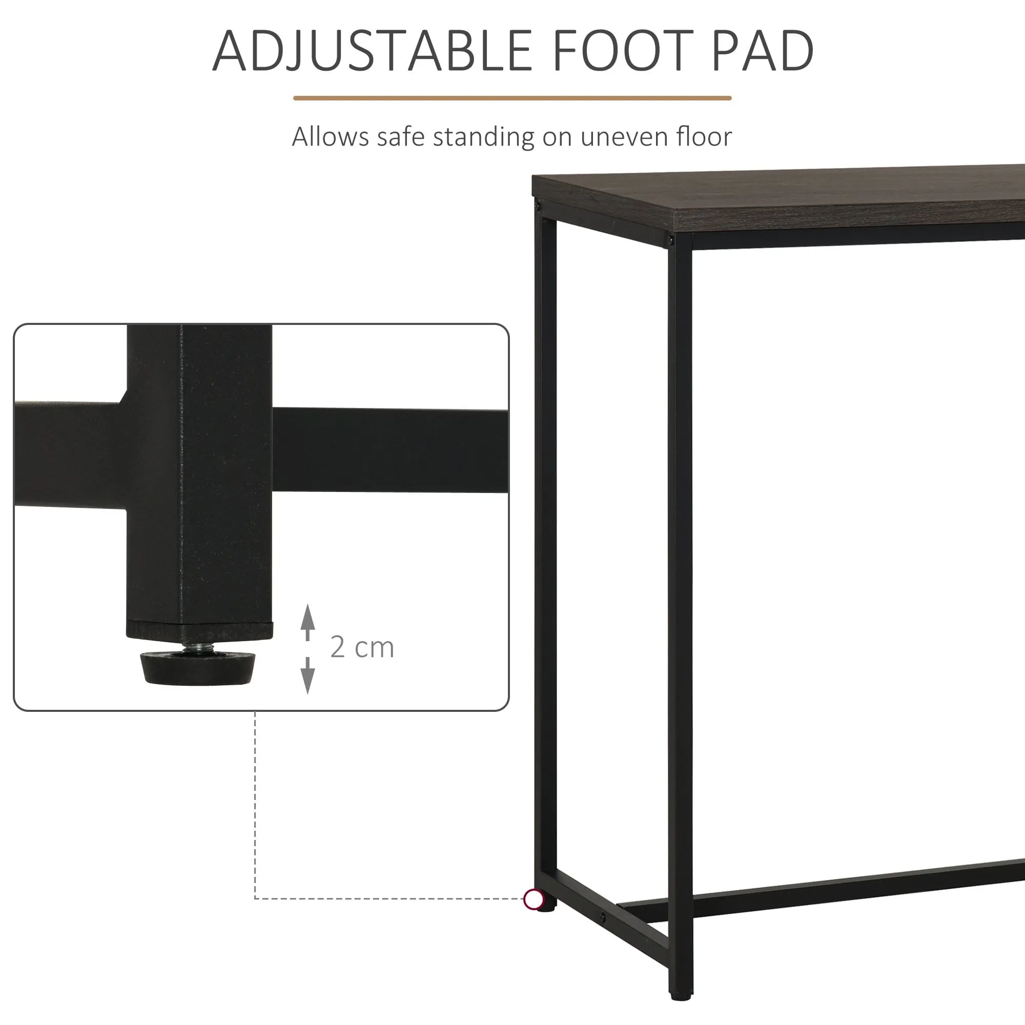 Industrial Steel Tube Dining Height Bar Table with 2-Tier Storage Shelf, Pub Desk with Adjustable Foot Pad for Living Room, Kitchen, Bedroom, Cafe, Restaurant and