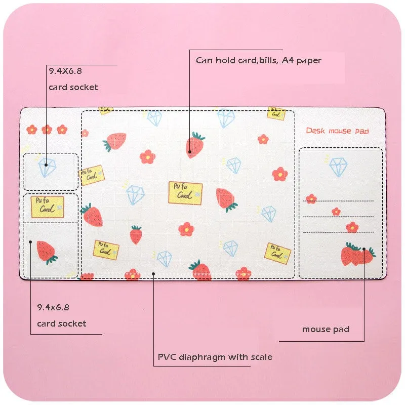 Kawaii Bear Flowers Strawberry Desk Pad