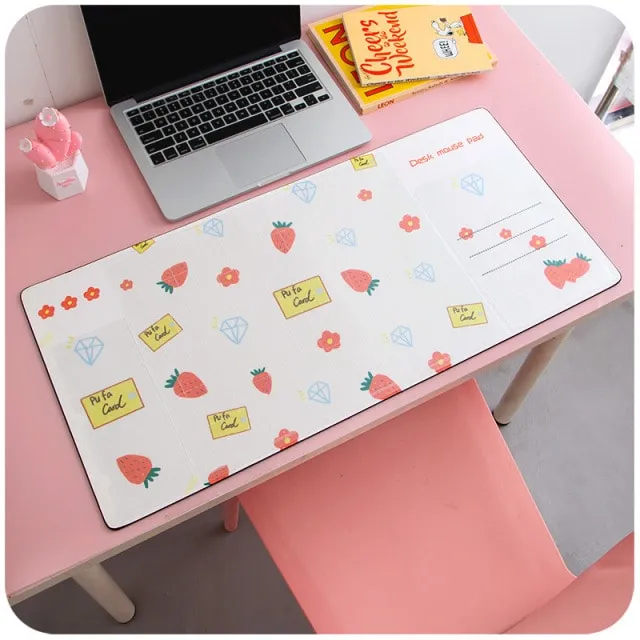 Kawaii Bear Flowers Strawberry Desk Pad