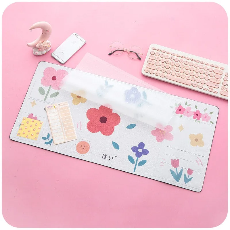Kawaii Bear Flowers Strawberry Desk Pad