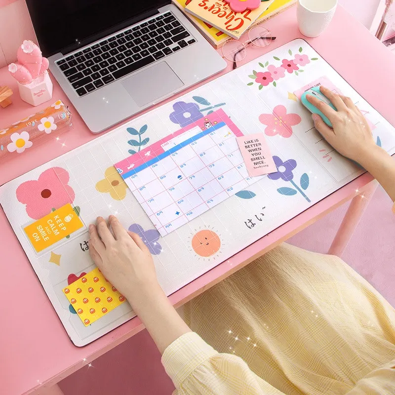 Kawaii Bear Flowers Strawberry Desk Pad