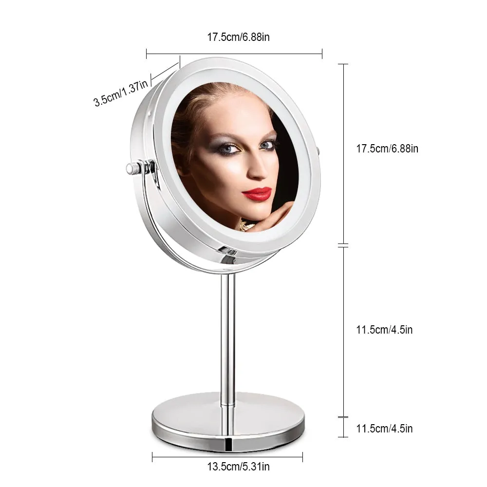Makeup Mirror LED 7 Inch  Rotating Cosmetic Mirror Stand Magnifier Mirror
