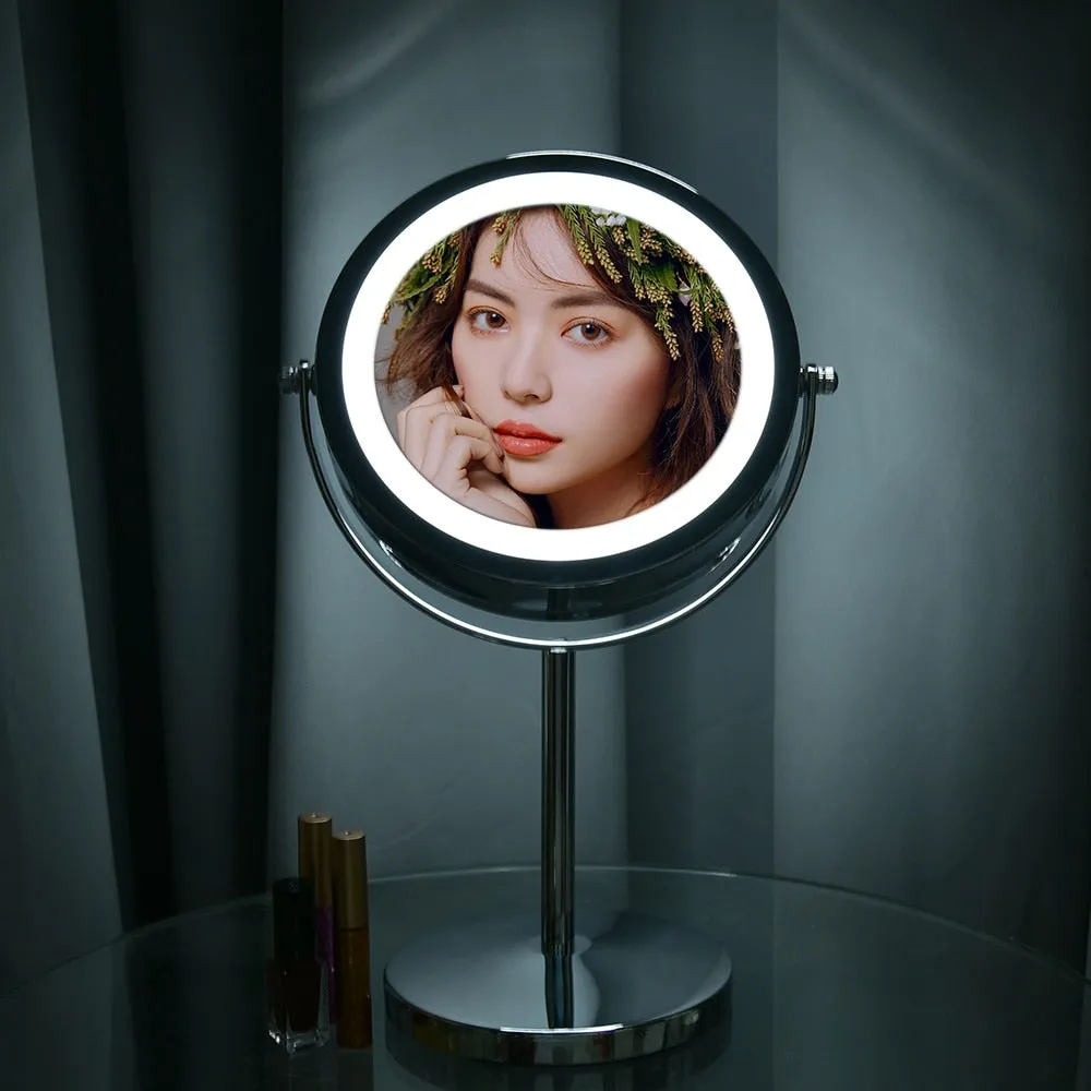 Makeup Mirror LED 7 Inch  Rotating Cosmetic Mirror Stand Magnifier Mirror