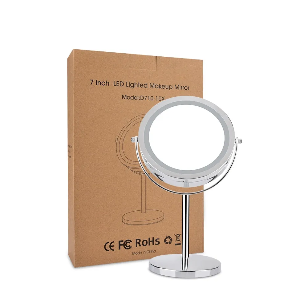 Makeup Mirror LED 7 Inch  Rotating Cosmetic Mirror Stand Magnifier Mirror