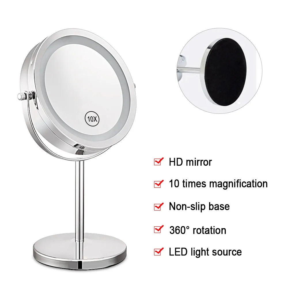 Makeup Mirror LED 7 Inch  Rotating Cosmetic Mirror Stand Magnifier Mirror