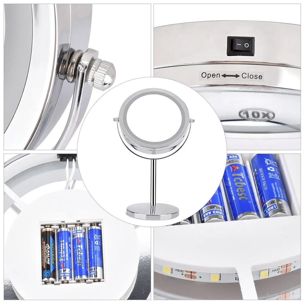 Makeup Mirror LED 7 Inch  Rotating Cosmetic Mirror Stand Magnifier Mirror
