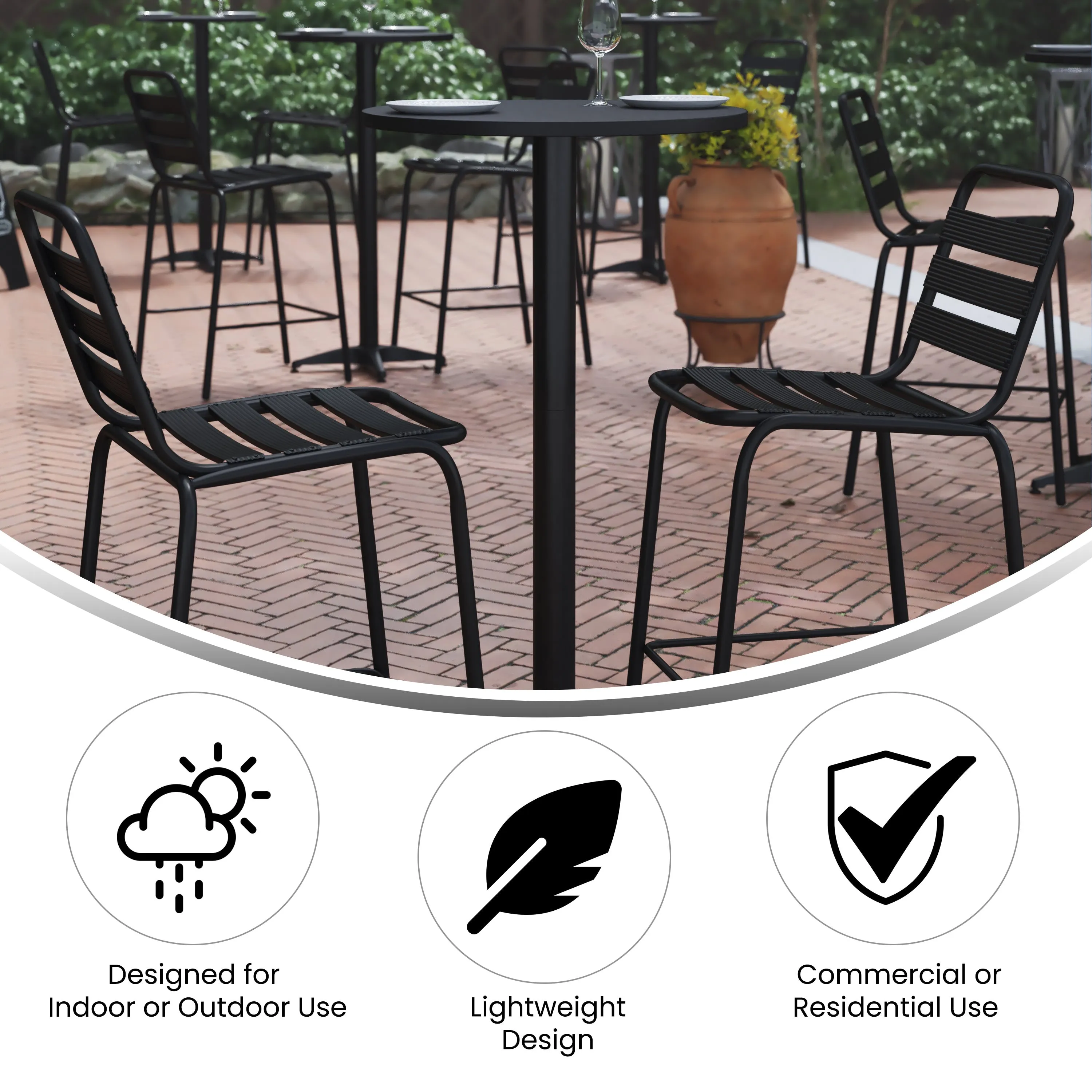 Mellie 23.5" Round Aluminum Indoor-Outdoor Bar Height Table