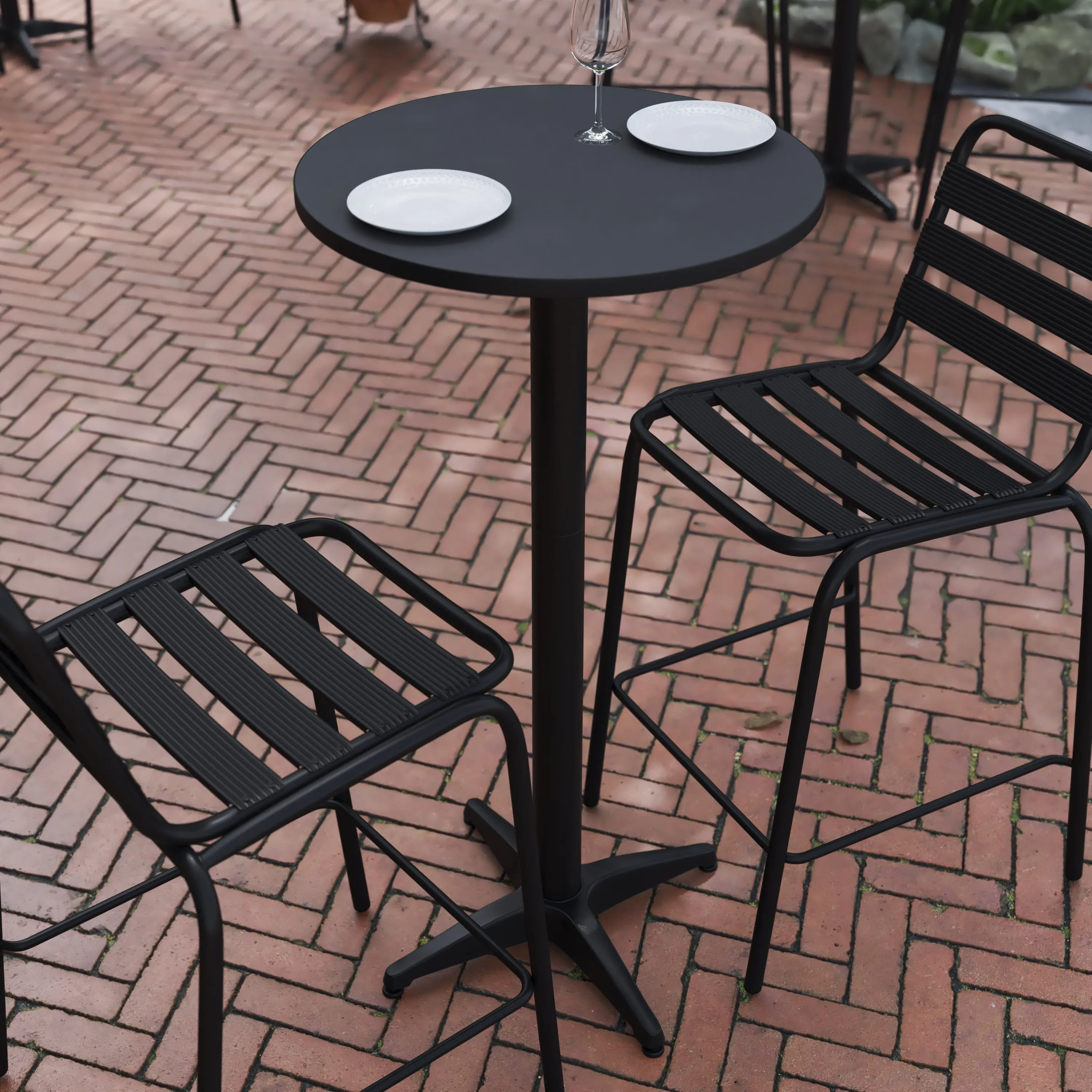 Mellie 23.5" Round Aluminum Indoor-Outdoor Bar Height Table
