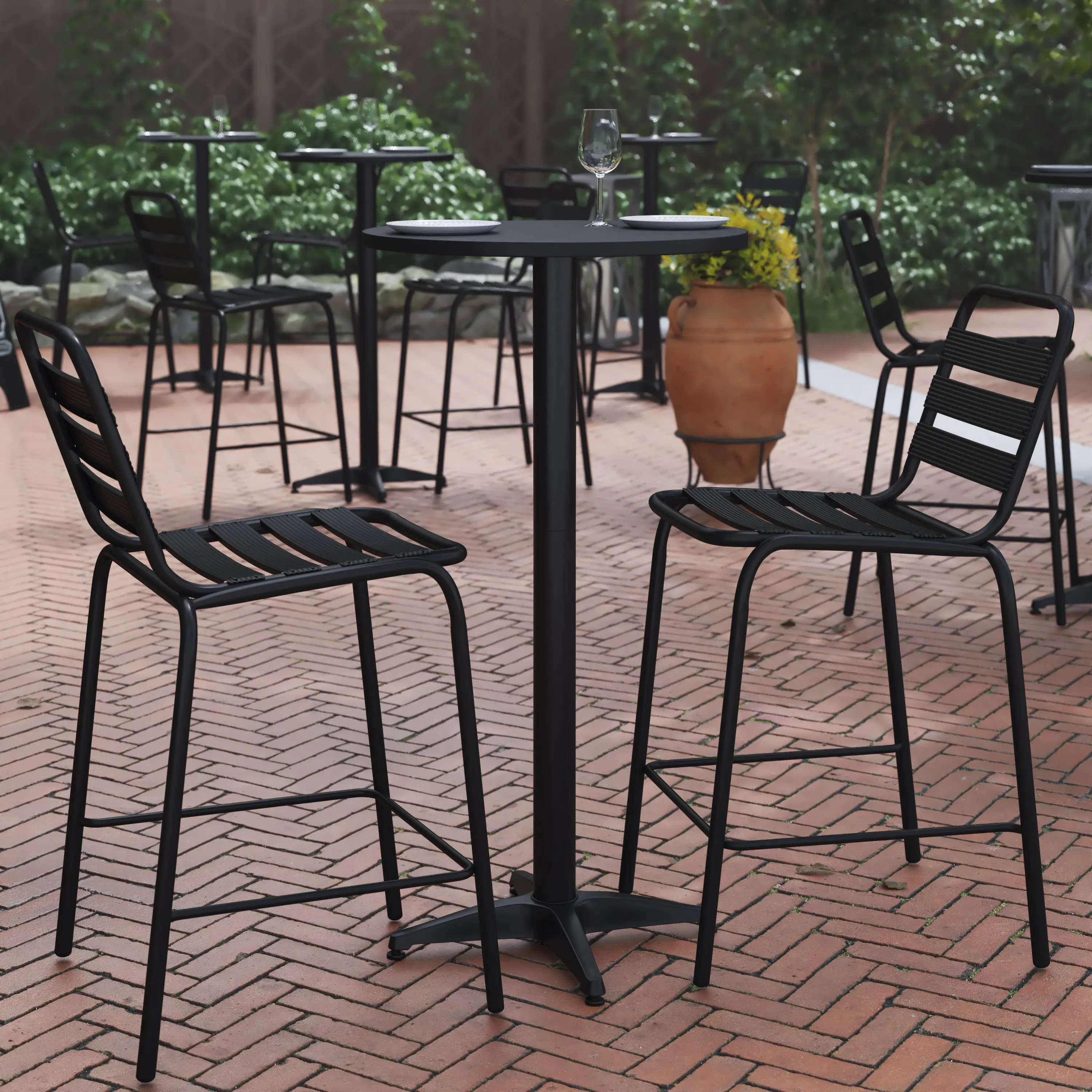 Mellie 23.5" Round Aluminum Indoor-Outdoor Bar Height Table