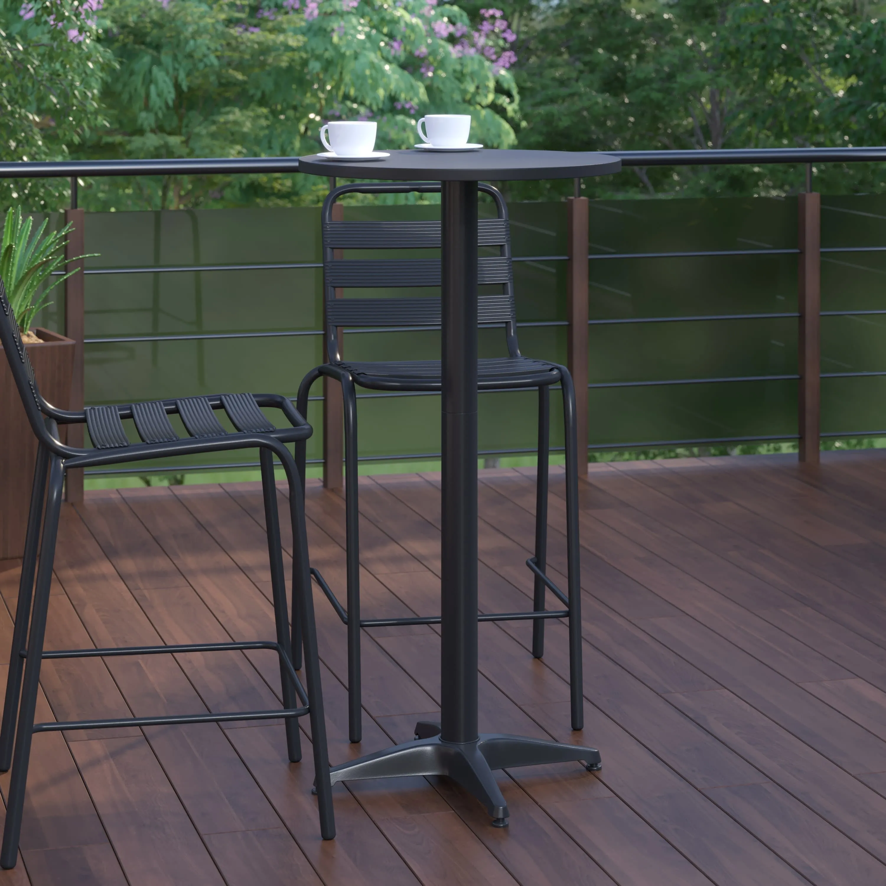 Mellie 23.5" Round Aluminum Indoor-Outdoor Bar Height Table
