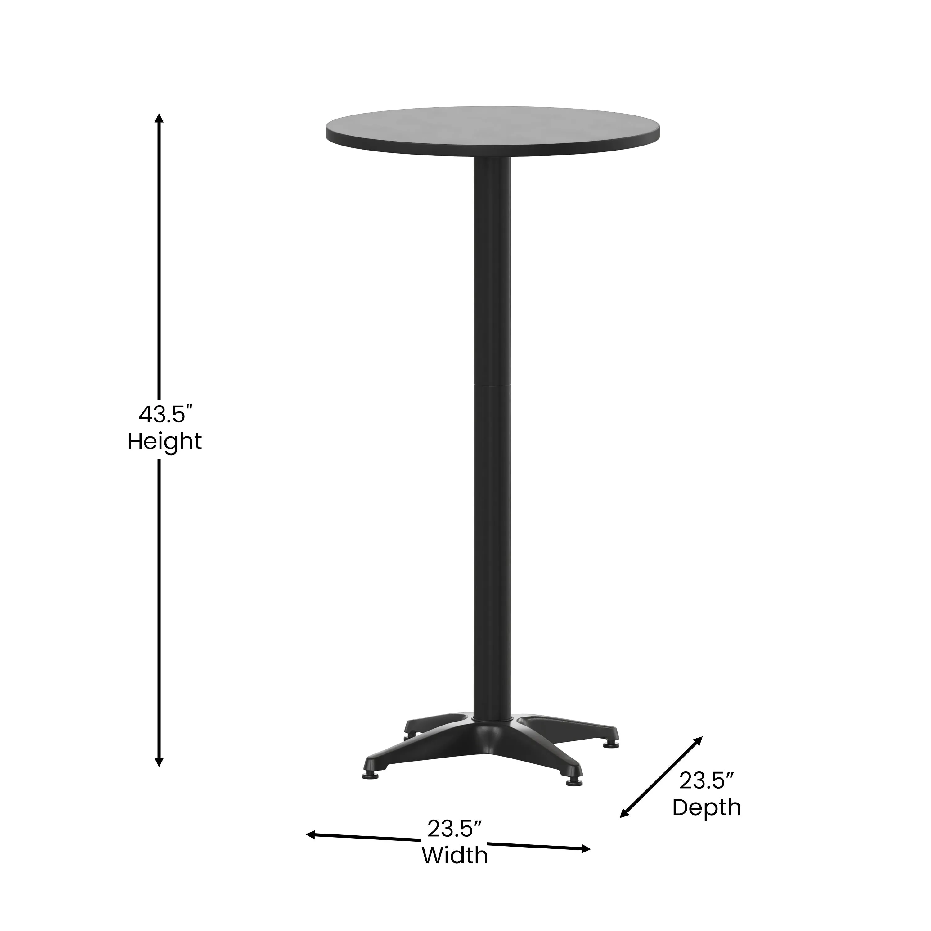 Mellie 23.5" Round Aluminum Indoor-Outdoor Bar Height Table