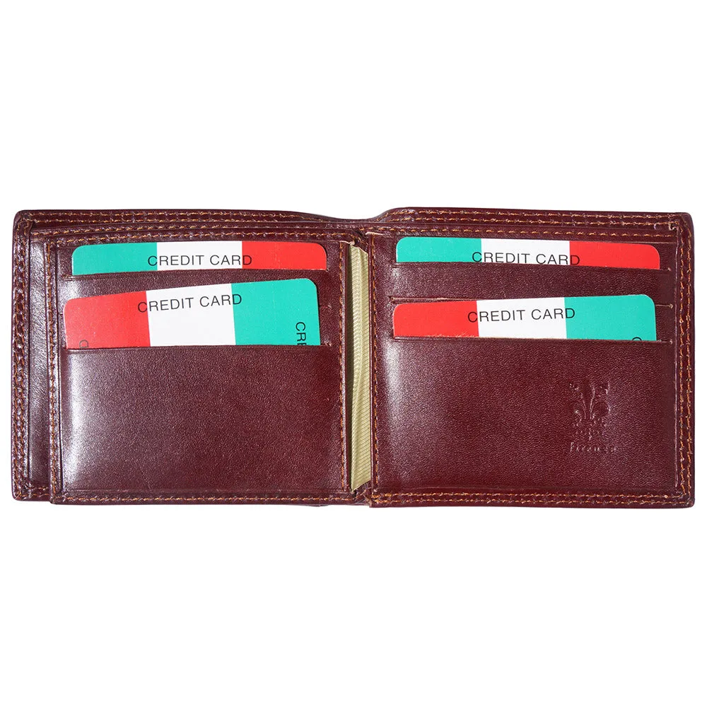 Mens hard leather wallet with flap