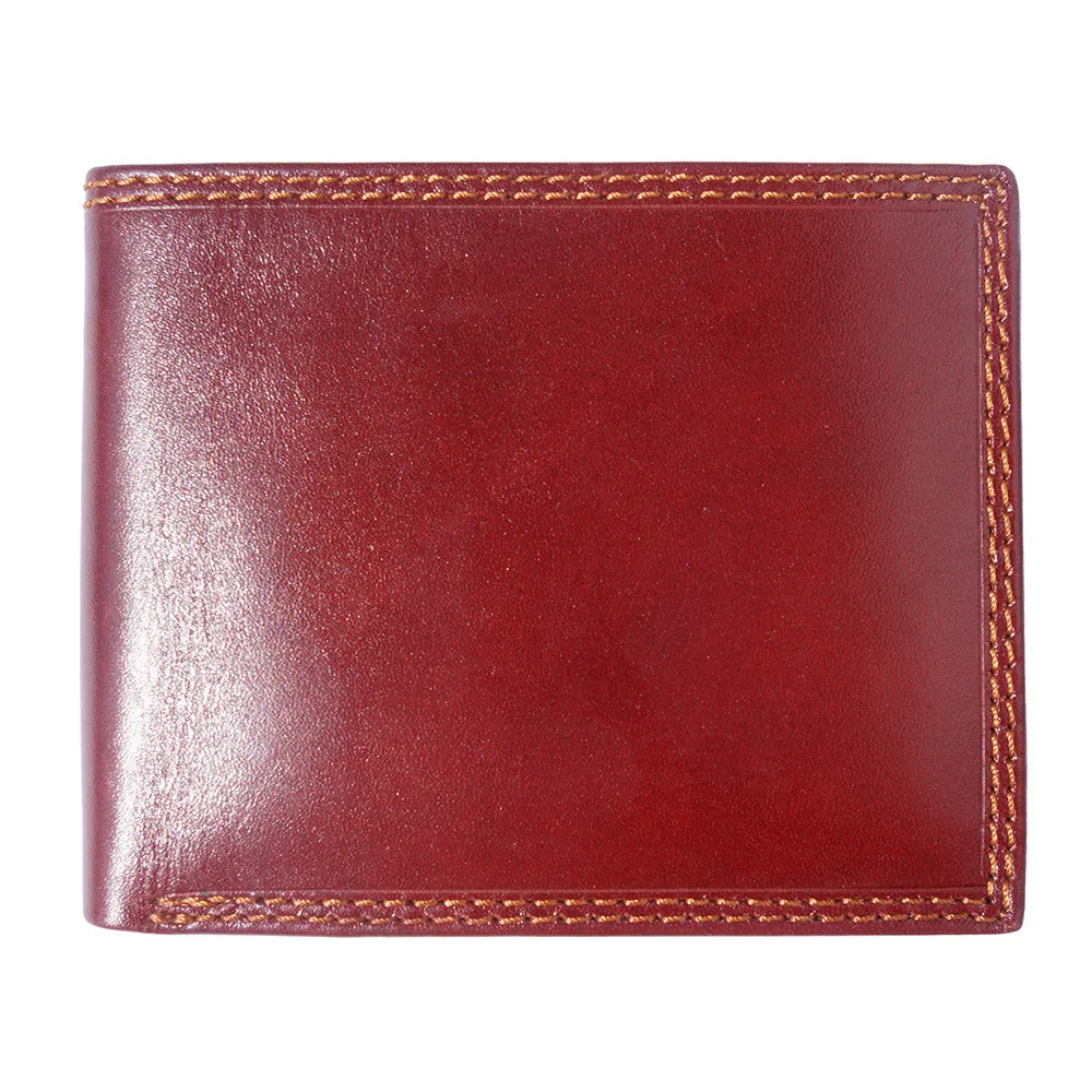 Mens hard leather wallet with flap