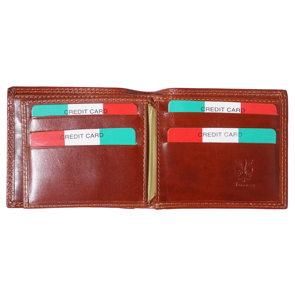Mens hard leather wallet with flap
