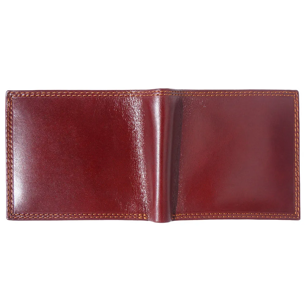Mens hard leather wallet with flap