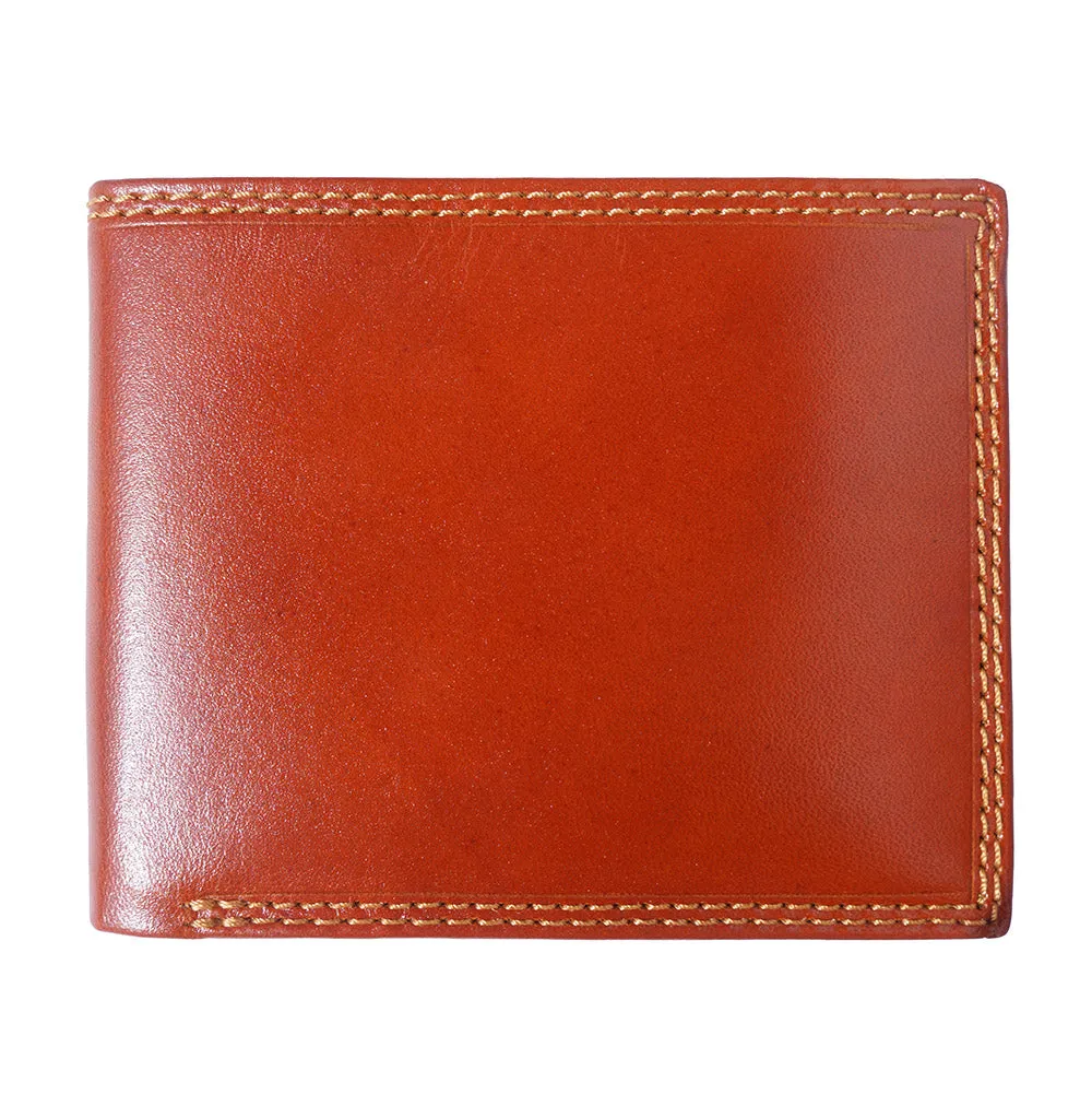 Mens hard leather wallet with flap