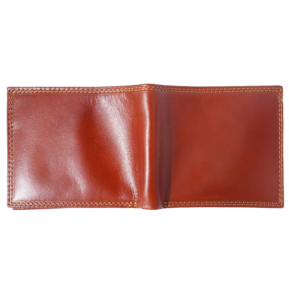 Mens hard leather wallet with flap